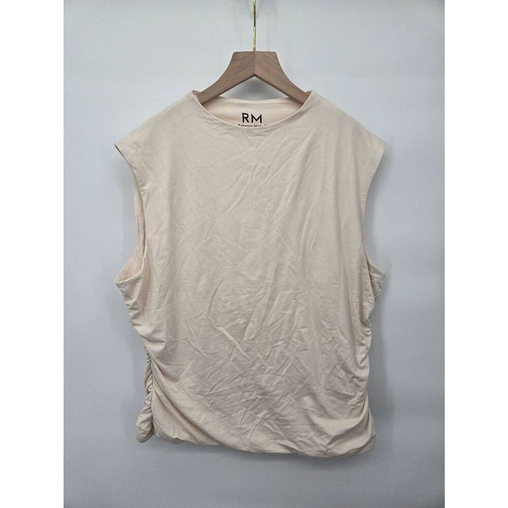 Rebecca Minkoff Top Size XXL Rouched Sides Cream Sleeveless Stretchy